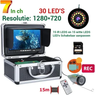 Onderwatercamera HD 1080P met 7 Inch LCD en 15m Kabel - In Koffer - 16GB