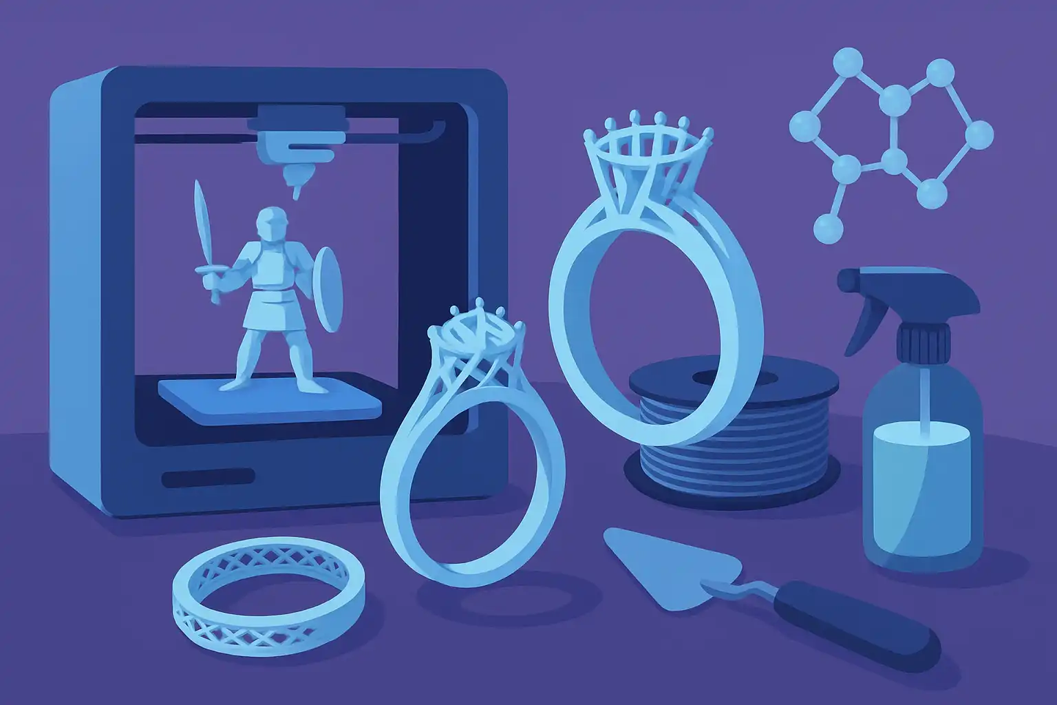 Miniaturen en juwelen printen: hoe je de juiste printer, materialen en nabehandeling kiest