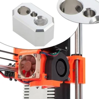 3D Printer Heating Block, Copper Alloy High Temperature Nickel Plated Heat Block with M3 Flat Head Screws, Compatible with Prusa I3 MK4 MK3.9 XL