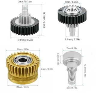 Extruderreductie Versnellingsuitrusting Extruderwand Kit Harded Staal DLC -coating voor K1 K1 Maximale K1C Ender 3 V3 V3 V3 Plus 3D -printers met 2 Dubbele Lagerwielen 1