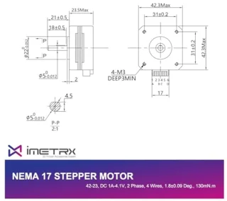 Nema 17 Stepper Motor 42 x 23mm Pancake Motor 1.5 A-3.8V 2 Phase 4 Wires 1.8 Degree with 1 Meter Cable for 3D Printer Motors 1 Piece
