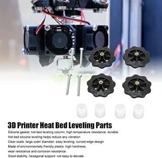 3D-printer Warmtebed-nivelleringsonderdelen, M4-duimwiel met Hoge Hardheid + Hot Bed-siliconenmat, Geschikt voor Prusa I3 Plus, voor Anet A8, voor Wanhao D9, voor Ender 5 Plus(Wit+zwart)