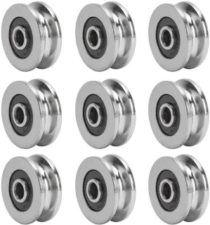 V-groef lagers 10pcs 18mm * 4mm * 8mm diepe U/V groef dubbele afgeschermde miniatuur kogellagers raillagergeleider katrol lager stalen rupswiel voor 3D-printer motor skateboards.