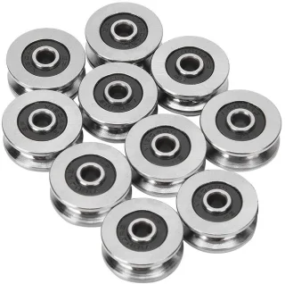 V-groef lagers 10pcs 18mm * 4mm * 8mm diepe U/V groef dubbele afgeschermde miniatuur kogellagers raillagergeleider katrol lager stalen rupswiel voor 3D-printer motor skateboards.
