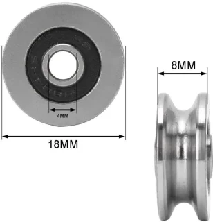 V-groef lagers 10pcs 18mm * 4mm * 8mm diepe U/V groef dubbele afgeschermde miniatuur kogellagers raillagergeleider katrol lager stalen rupswiel voor 3D-printer motor skateboards.