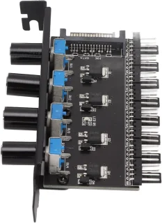 8 Kanalen Fan Hub 4PIN - 4 Knop Cooling Fan Speed ​​Controller voor CPU Case HDD VGA PWM Fan PCI Bracket 12V Control