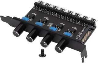 8 Kanalen Fan Hub 4PIN - 4 Knop Cooling Fan Speed ​​Controller voor CPU Case HDD VGA PWM Fan PCI Bracket 12V Control