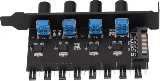 8 Kanalen Fan Hub 4PIN - 4 Knop Cooling Fan Speed ​​Controller voor CPU Case HDD VGA PWM Fan PCI Bracket 12V Control