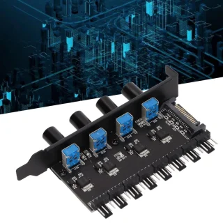 8 Kanalen Fan Hub 4PIN - 4 Knop Cooling Fan Speed ​​Controller voor CPU Case HDD VGA PWM Fan PCI Bracket 12V Control