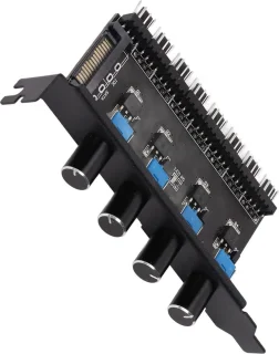 8 Kanalen Fan Hub 4PIN - 4 Knop Cooling Fan Speed ​​Controller voor CPU Case HDD VGA PWM Fan PCI Bracket 12V Control