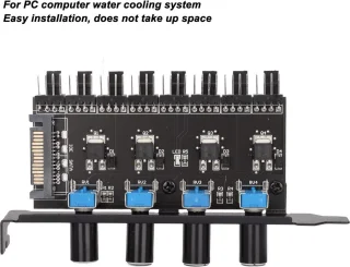 8 Kanalen Fan Hub 4PIN - 4 Knop Cooling Fan Speed ​​Controller voor CPU Case HDD VGA PWM Fan PCI Bracket 12V Control