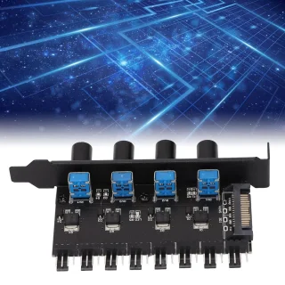 8 Kanalen Fan Hub 4PIN - 4 Knop Cooling Fan Speed ​​Controller voor CPU Case HDD VGA PWM Fan PCI Bracket 12V Control