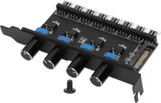 8 Kanalen Fan Hub 4PIN - 4 Knop Cooling Fan Speed ​​Controller voor CPU Case HDD VGA PWM Fan PCI Bracket 12V Control