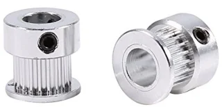 2 Alumininium Timing Pulley's - 20 Tanden Flens - 8mm Bore voor 3D Printer