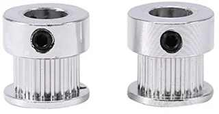 2 Alumininium Timing Pulley's - 20 Tanden Flens - 8mm Bore voor 3D Printer