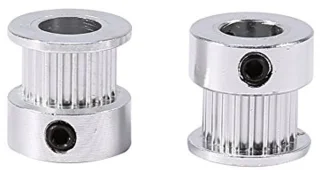 2 Alumininium Timing Pulley's - 20 Tanden Flens - 8mm Bore voor 3D Printer