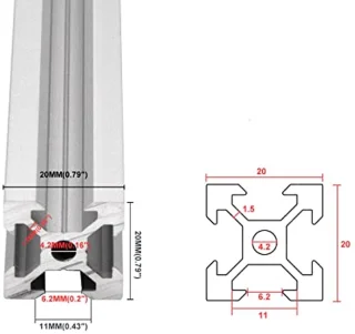 2020 Aluminum Extrusion 48in/1220mm Silver (10pcs/pack) V-Slot Aluminum Profile European Standard Anodized Linear Rail for 3D Printer, CNC and Laser Engraving Machine