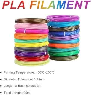 3D-printerfilament, 3D-penfilament, PLA-filament 1,75 mm (30 kleuren, 3 meter per kleur), kleurrijke 3D-pendraad, 3D-stiftfilament voor 3D-printen, voor 3D-pen en printer
