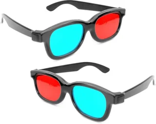 3d anaglyphen bril - zwart plastic vouwframe - rood/cyan kleurfilter - shopvlot