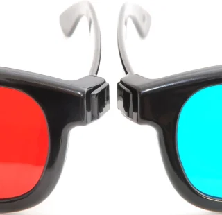 3D anaglyphen bril - zwart plastic vouwframe - rood/cyan kleurfilter - ShopVlot