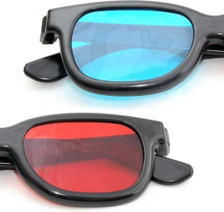 3D anaglyphen bril - zwart plastic vouwframe - rood/cyan kleurfilter - ShopVlot