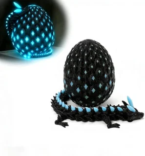 3D geprinte draak - 14 cm - blauw