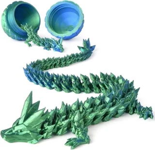 3d geprinte draak - draken ei - 29 cm - groen
