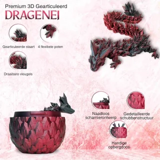 3D-geprinte Draak met Ei - Beeldje