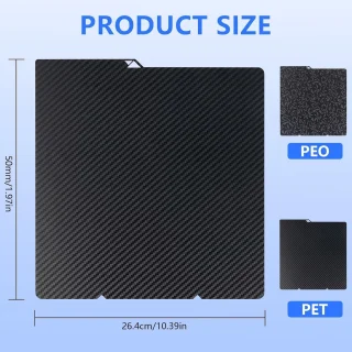 3D printer bord 264 x 276 mm - dubbelzijdig textuur - verwarmd stalen bed - flexibel platform - ShopVlot