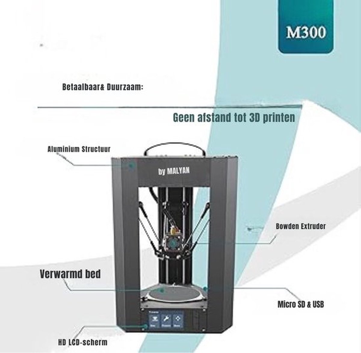 3D Printer Bouwpakket Compact Grijs 10x10x10 cm