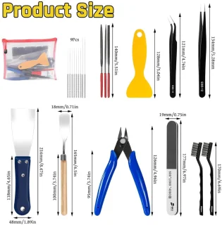 3D-printergereedschapsset met nasortgereedschap, pincet, spatel, draadborstel en vijlen - ShopVlot