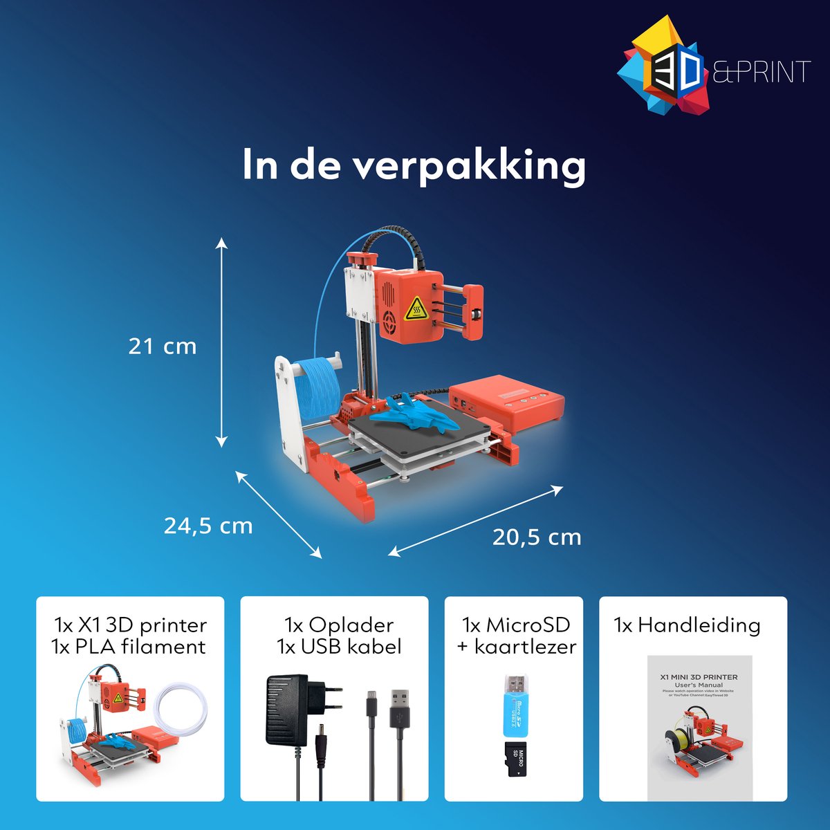 3D&Print X1 3D Printer Bouwpakket Oranje