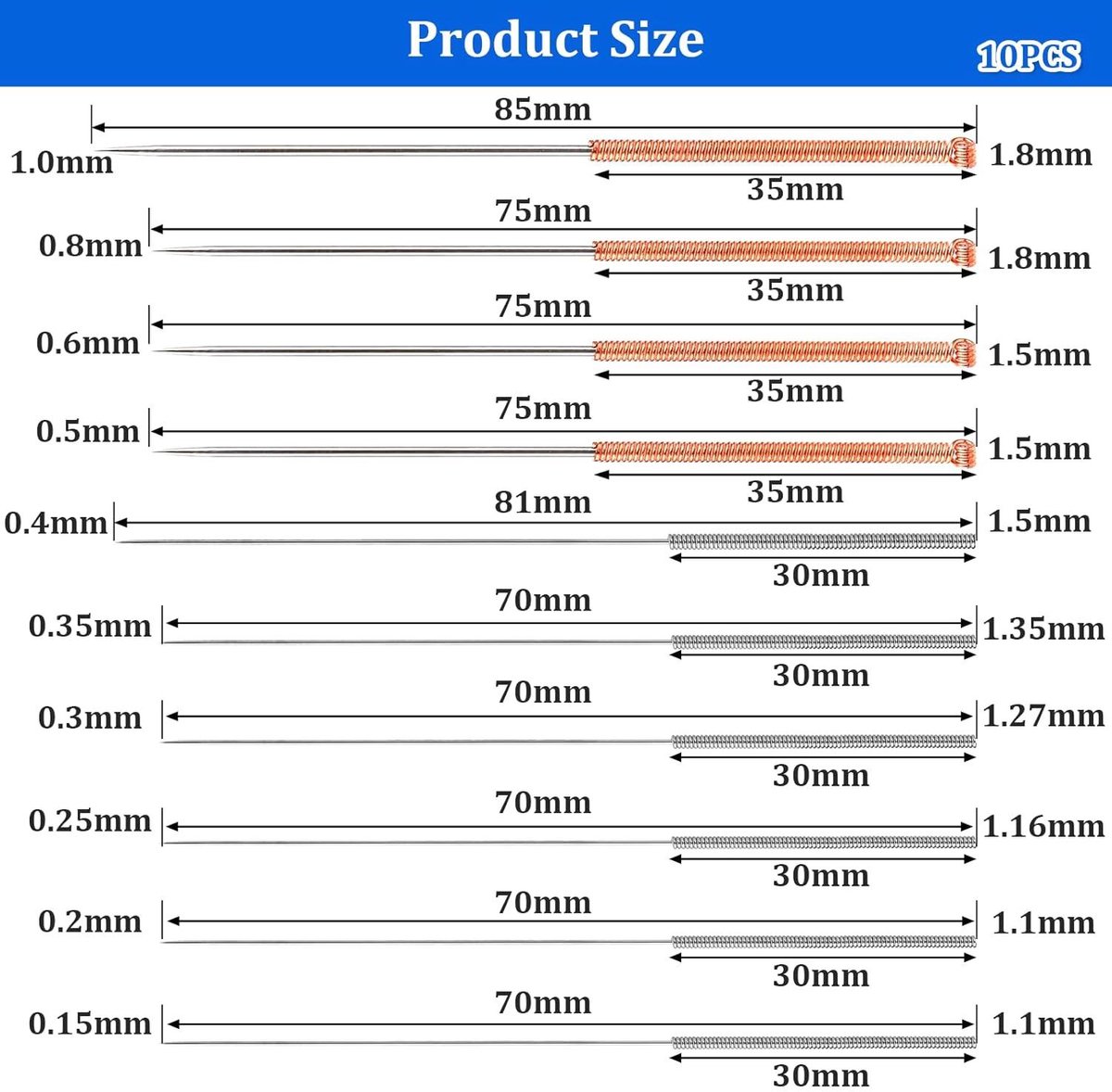 Allecto Plus Reinigingsnaalden 3D-printer Set 10 Stuks