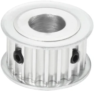 Aluminium synchronisatiewiel met flens, 20 tanden, 14 mm boor, voor 15 mm brede tandriem (5 meter)
