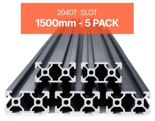 Aluminium T-sleufprofiel 2040 (20x40 mm) - Set van 5 - 1500 mm - Geanodiseerd Zwart