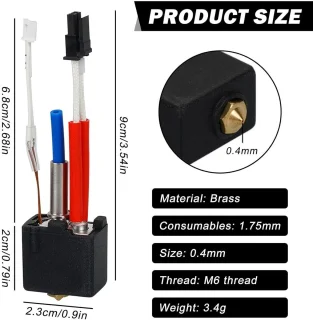 Anycubic Kobra 2 V5 J-Head 3D-printer extruder 0.4 mm - 2 stuks
