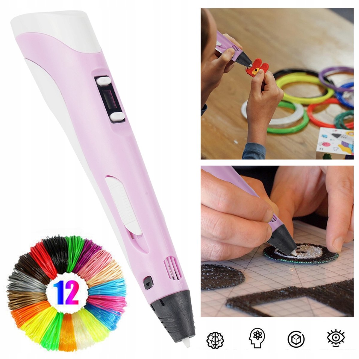 De Bedee 3D-printpen roze 5V in één oogopslag