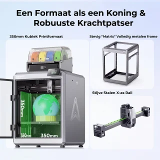 Wat vinden we goed aan de Creality K2 Plus Combo 3D-printer – 16-kleuren multicolour, CoreXY, 350 × 350 × 350 mm