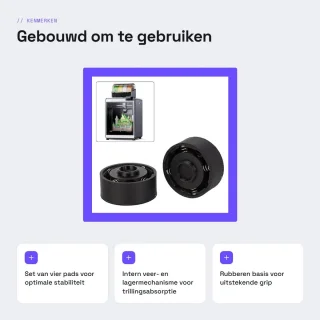 Dailygoods- Anti-vibratiepads set van 4 - Trillingsdempers 3D-printer - Antislip schokabsorberend - Rubber/ABS/legering - Eenvoudige installatie - Geschikt voor CrealityK1-serie
