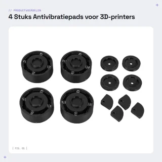 Dailygoods- Anti-vibratiepads set van 4 - Trillingsdempers 3D-printer - Antislip schokabsorberend - Rubber/ABS/legering - Eenvoudige installatie - Geschikt voor CrealityK1-serie