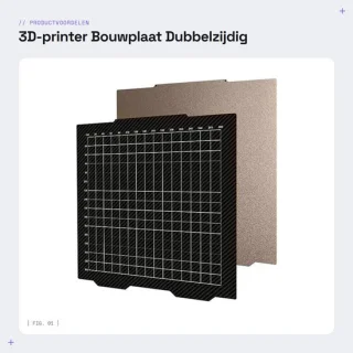 Dailygoods bouwplaat dubbelzijdig pet-koolstofvezel 365 x 365 mm compatibel met prusa xl