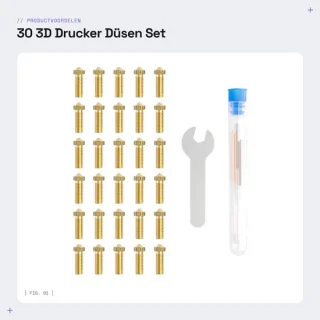 Dailygoods Düsen set 30 pcs messing sproeiers 3D-printermondstuk