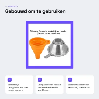 Dailygoods opvouwbare siliconen harsfiltertrechter met metalen filtergaas