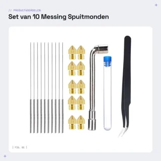 Dailygoods spuitmonden set van 10 - 0,4 mm messing voor Ender 5 S1