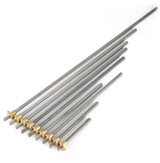 Dailygoods T8-schroefstang 8 mm trapeziumvormige draadstang roestvrij staal 300mm