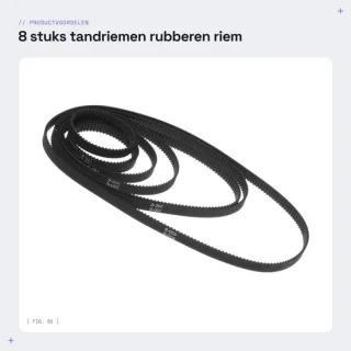 Dailygoods tandriemen 8 stuks 2GT rubber 6 mm breedte