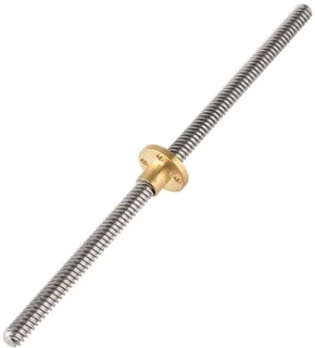 Dailygoods trapeziumgeleidingspindel 300 mm, T8 moer, roestvrij staal