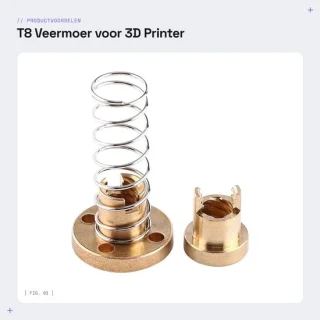 Dailygoods veermoer 8 mm T8 schroefdraad messing