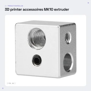 Dailygoods verwarmingsblok MK10 extruder 20x20x13mm