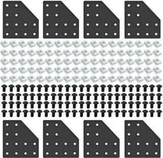 Dailygoods voegplaat 8 stuks met hoekbeugel L, 2040 T-moeren en schroeven